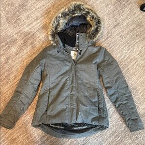 Obermeyer Charcoal Ski Jacket with Faux Fur Hood